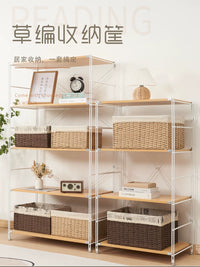 Handwoven Wicker Storage Basket with Lid for Laundry, Toys, and Sundries