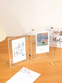 Acrylic Photo Frame for Postcards and Pictures, Clear Display Stand, Wall or Tabletop Mount