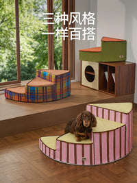 Rotating Pet Stairs Steps for Small Dogs, Elderly Dogs, Bedside Cat Ladder, Washable Sponge