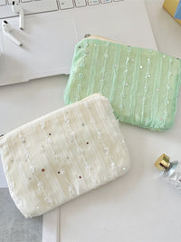 Sequined Chiffon Flower Coin Purse Key Pouch for Women