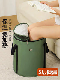 Portable Folding Foot Spa Bucket for Travel, Deep Leg Soaking Foot Bath Basin with Insulation