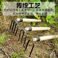 Forged Steel Garden Rake with Wooden Handle for Cultivating and Loosening Soil