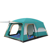 Large Double-Layer Outdoor Camping Tent for 8-12 People, Waterproof and Sun-Protected, Two Rooms and One Hall
