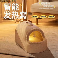 Enclosed Pet Heating Pad House for Cats and Small Dogs, Smart Thermostatic Indoor Cage Warmer, All Seasons