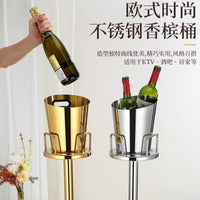 Thickened Stainless Steel Freestanding Ice Bucket with Stand for Bar and Home Decor