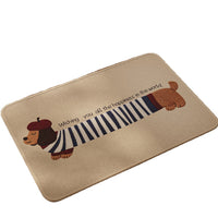 Cartoon Dachshund Linen Absorbent Quick-Dry Bathroom Floor Mat