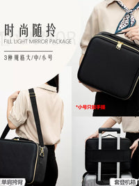 LED Lighted Makeup Travel Case with Mirror - Portable Large Capacity Cosmetic Organizer Bag