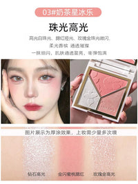 3-in-1 Highlighter Contour Blush Palette with Shimmer and Matte Finishes