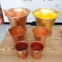 Handmade Pure Copper Ice Bucket with Handle for Beer and Fruit