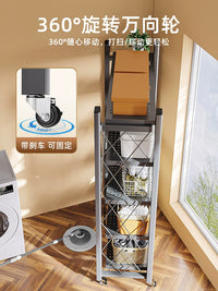 Jia Bang Shou 5-Tier Foldable Carbon Steel Storage Rack with Wheels
