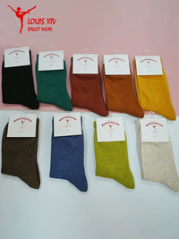 LOUIS XIV Anti-Slip Mid-Calf Cotton Ballet Dance Socks for Men and Women