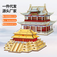Adult 3D Wooden Puzzle Model Kit - Large Ancient Architecture and Vehicle Replicas