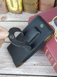 Durable Horizontal Leather Phone Pouch with Belt Clip for Men