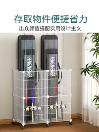 Fishing Rod and Golf Club Storage Rack with Wheels