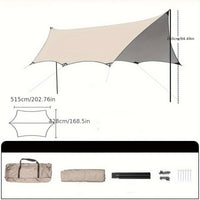 Portable Oxford Cloth Tarp Tent with Black Glue Coating for Camping, Sun Protection, Rainproof, Windproof, Full Shading
