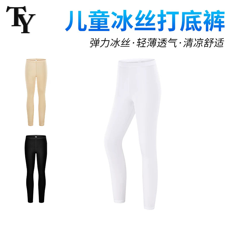 Kids Golf Sun Protection Pants, Unisex Ice Silk Base Layer Leggings for Boys and Girls, Lightweight Breathable Cropped Trousers