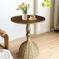 Rattan Iron Side Table for Living Room Patio Study Cafe Bar Hotel