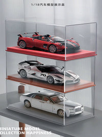 1:18 Scale Model Car Acrylic Dustproof Display Case with Integrated PVC Base for Collector Vehicles