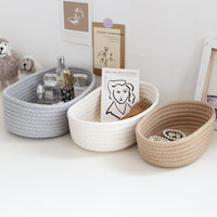 Hand-Woven Cotton Rope Storage Basket for Desktop Organization