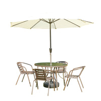 Outdoor Patio Dining Set with Umbrella, Waterproof Garden Table and Chairs for Cafe Balcony