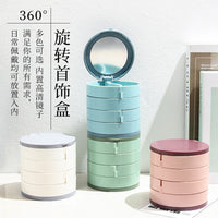 Rotating Multi-Layer Jewelry Organizer Box for Earrings, Rings, Necklaces, and Bracelets - Dustproof Storage