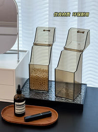 Acrylic Makeup Brush Holder with Lid, Dustproof Cosmetic Organizer for Vanity, Desktop Storage Box