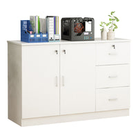Wooden Office Storage Cabinet with Lock and Drawers