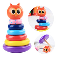 Wooden Stacking Geometric Tower Toy for Toddlers and Kids