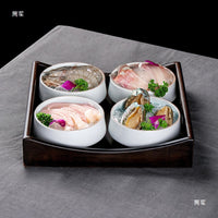 Ceramic Three-Compartment Appetizer Bowl Set for Hot Pot & Snacks