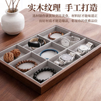 Walnut Jewelry Display Tray with Grey Edging for Necklaces, Rings, Bracelets