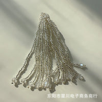 Silver Beaded Tassel Pendant Phone Charm Keychain Bag Ornament