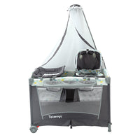 TOIMAYS Foldable Baby Crib with Splicing Function, Multi-functional Portable Newborn Bassinet and Playard