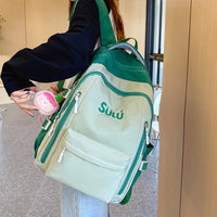 High-Capacity Backpack for Girls, Junior and Senior High School Students, Simple Casual Bookbag, Lightweight Travel Contrast Color Backpack