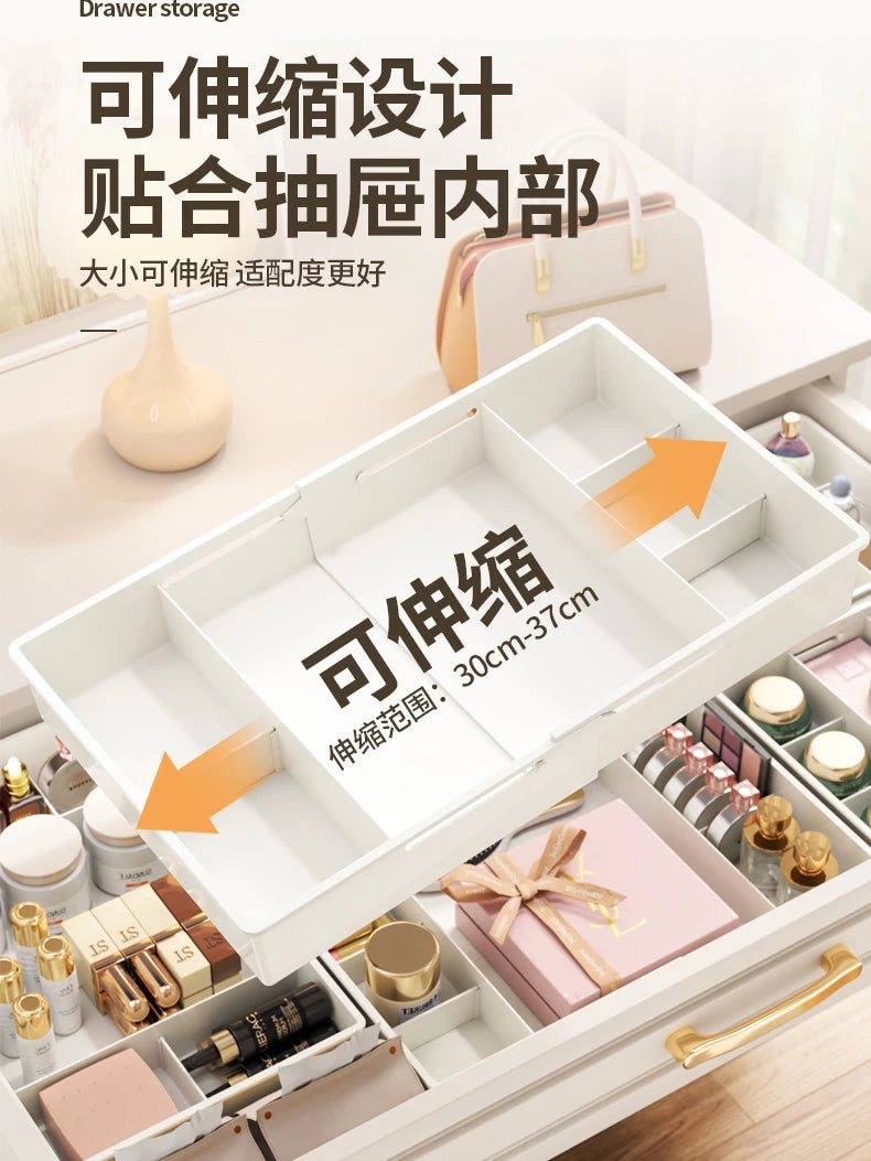 Expandable Drawer Organizer with Adjustable Dividers for Desk, Vanity, Kitchen Utensils