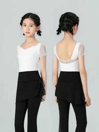 Girls' Short Sleeve Ballet Leotard with Shorts & Non-Slip Socks for Dance Practice & Performance