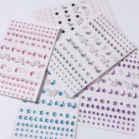 3D Butterfly Face Gems for Kids' Performances - Star, Moon, Round Rhinestone & Pearl Face Stickers