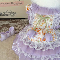 Handmade Yellow-Purple Tulle Pet Dress for Cats and Dogs