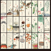 Chinese Style 24 Solar Terms & Ancient Poetry Bookmark Set, Hand-Painted Landscape Traditional Culture Student Reward Cards