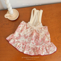 Pet Dog Cat French Floral Bowknot Vintage Dress for Small to Medium Breeds