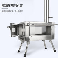 Portable Outdoor Tent Wood Stove with Large Viewing Window for Camping Heating