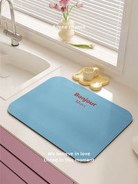 Korean Style Solid Color Soft Diatomaceous Earth Absorbent Mat for Coffee Machine Kitchen Countertop Dish Cup Drying Heat Insulation