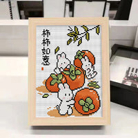 Year of the Rabbit Cross Stitch Kit for Beginners - Small Embroidery Craft for Students