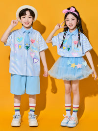 Kids' Cheerleader Performance Uniform Set for School Sports Events and Dance