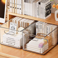 Acrylic Desktop Organizer Box for Books and Stationery, Clear Storage for Dorm and Office