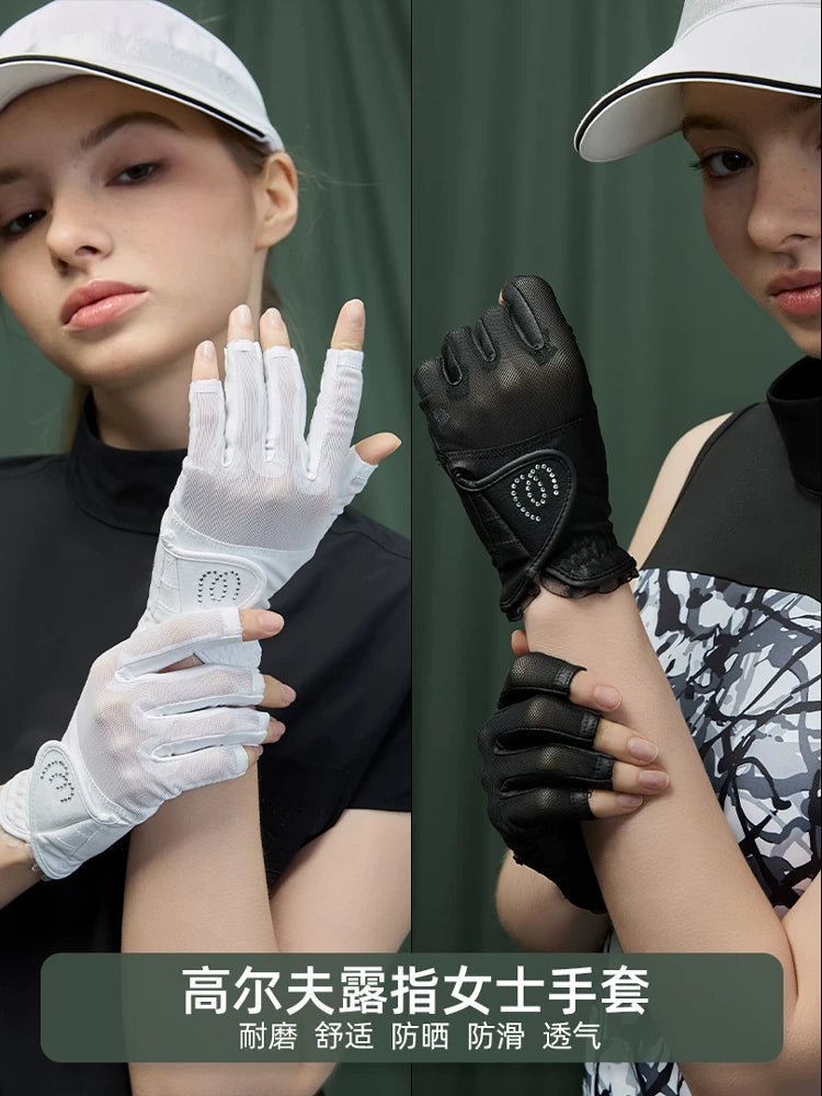 MG Women's Golf Gloves Fingerless Sun Protection Non-Slip Breathable for Summer Outdoor Sports