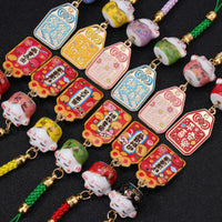 Ceramic Lucky Cat Charm with Alloy Accents for Bags and Phones, Good Fortune and Academic Success Gift