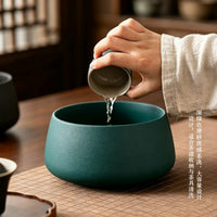 Large Coarse Pottery Tea Wash Basin for Kung Fu Tea Ceremony, Vintage Style Tea Cup and Bowl Cleaner