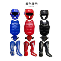 Adult/Kids Muay Thai Boxing Training Protective Gear Set with Chest, Leg, and Head Guards
