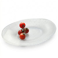 Japanese-Style Oval Glass Dessert Plate for Fruit, Salad, and Snacks