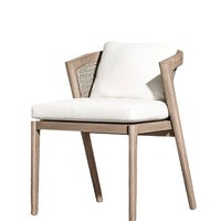 Outdoor Teak Wicker Dining Set Nordic Style Patio Leisure Table and Chairs Weatherproof